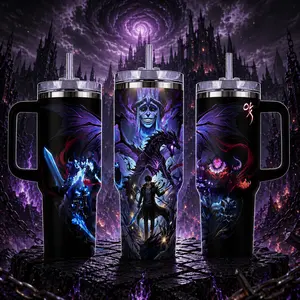 STORMMECH 40oz Handle Tumbler - Solo Leveling SungJinwoo Insulated Stainless Steel Portable Beverage Flask, Vacuum Insulated Kitchenware Drinkware with Lid, Large Iced Coffee Mug, Anime Manga Fighter Otaku Gift