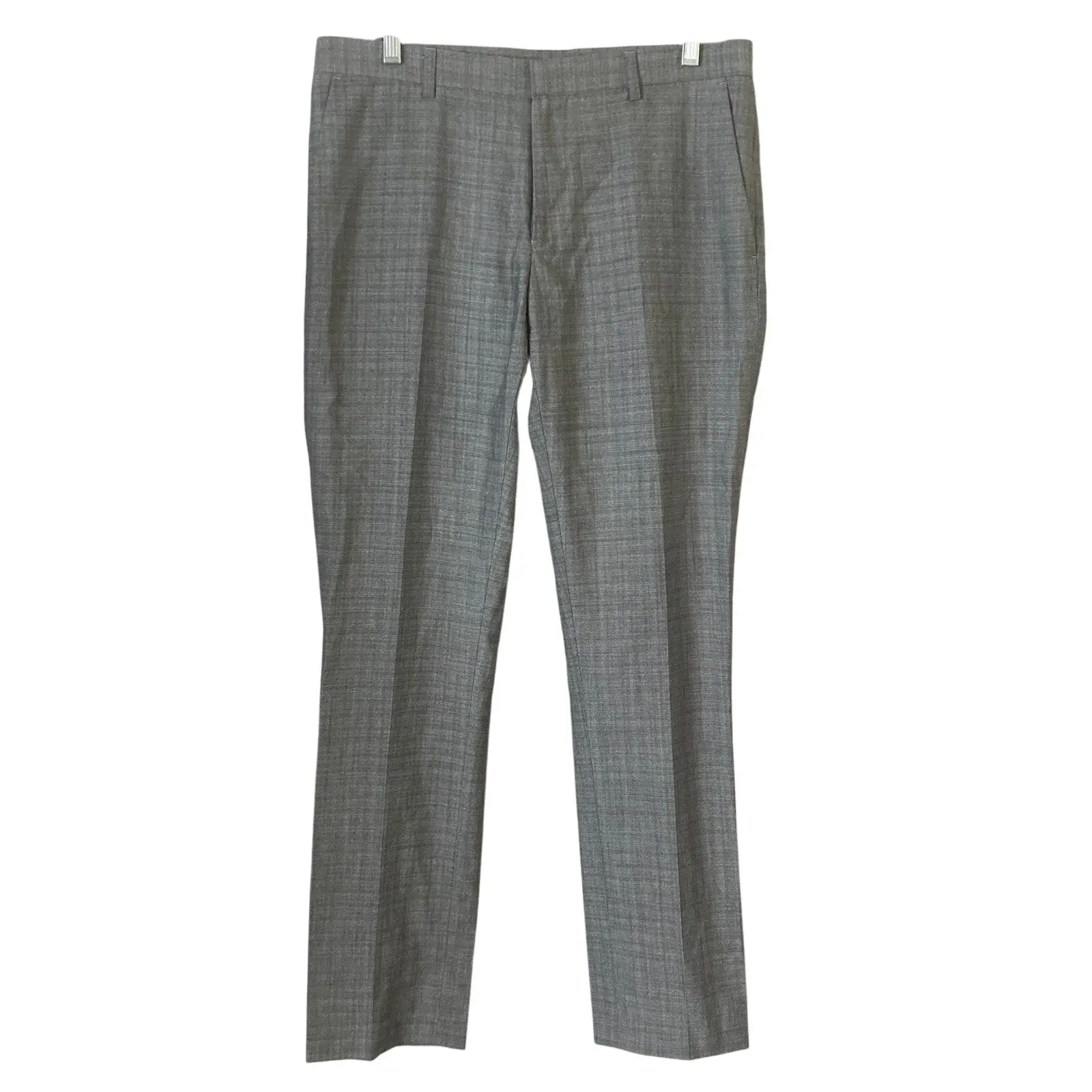 Topman Mens 32R Gray Wool Blend Slim Dress Pants Flat Front Suit Trousers