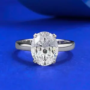 S925 sterling silver oval cut ring 8*10mm 6A cubic zirconia ring fashion jewelry accessory woman girl promise ring-383