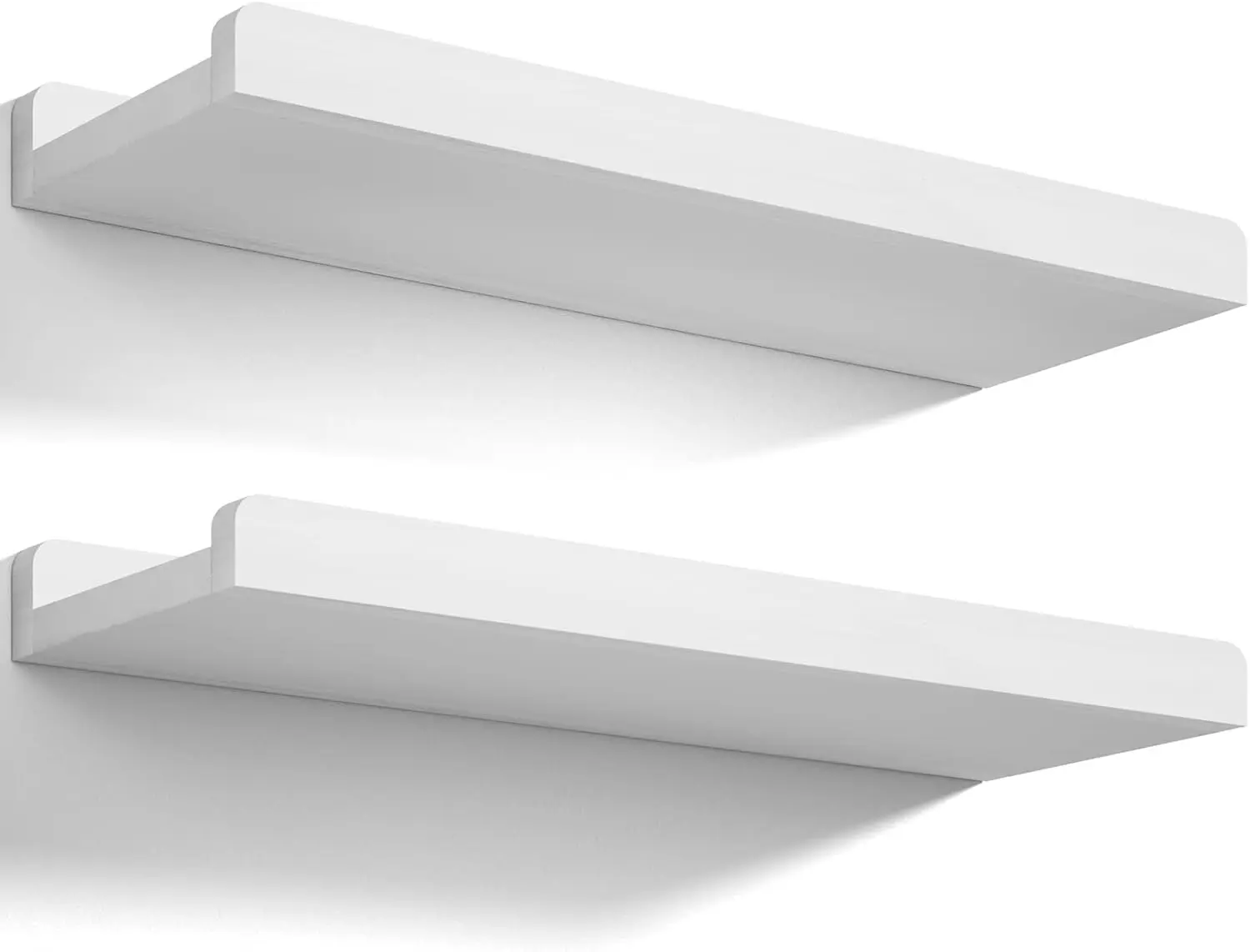 Floating Shelves Wall Mounted Set of 2, 17 Inch Rustic  Wall Shelves for Storage, Bedroom Living Room Bathroom Kitchen Office and More White