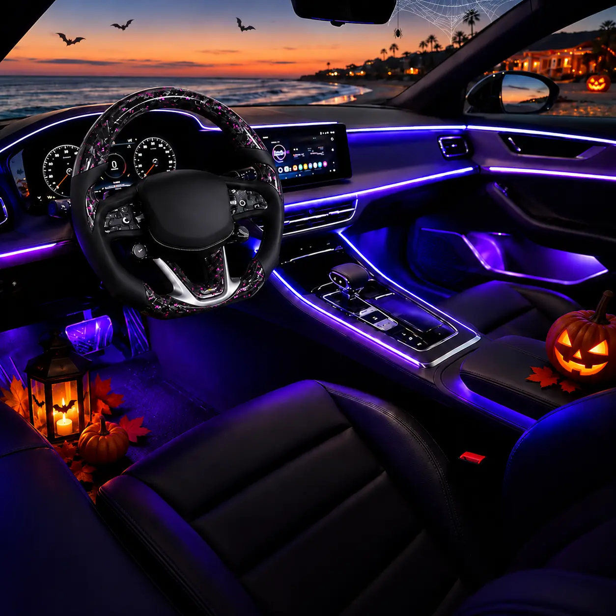 RGB Car Interior LED Strip Lights, USB Powered Under Dash Ambient Lighting with App Control & Music Sync, 2-in-1 DIY Light Strips  for Cars & Trucks