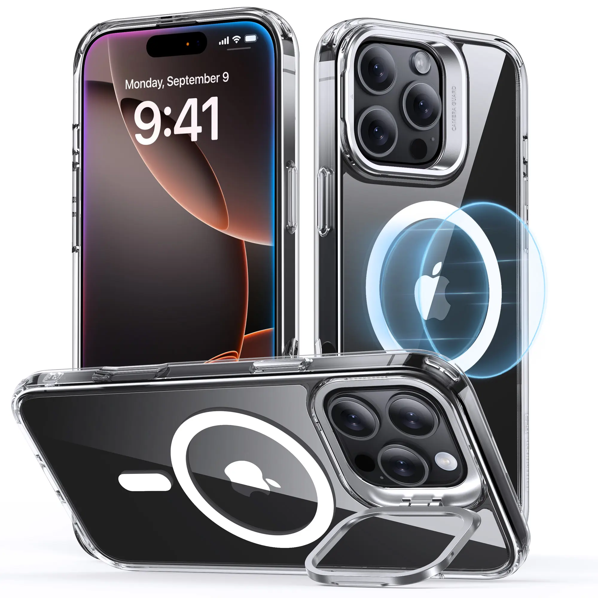 ESR for iPhone 16 Pro Max/Pro/Plus Case, Compatible with MagSafe, Military-Grade Protective Case, Built-in Stash Stand Phone Case, Scratch-Resistant Back Cover, Classic Series