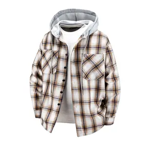 TJL Men's Casual Plaid Hooded Shirt Jacket - Lightweight Streetwear Style with Front Pockets FallFreshness long sleeve