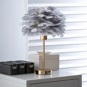 Feather Table Lamp, Warm LED Night Light, Aesthetic Room Decor, Soft Glow Bedside Accent for Cozy Evenings
