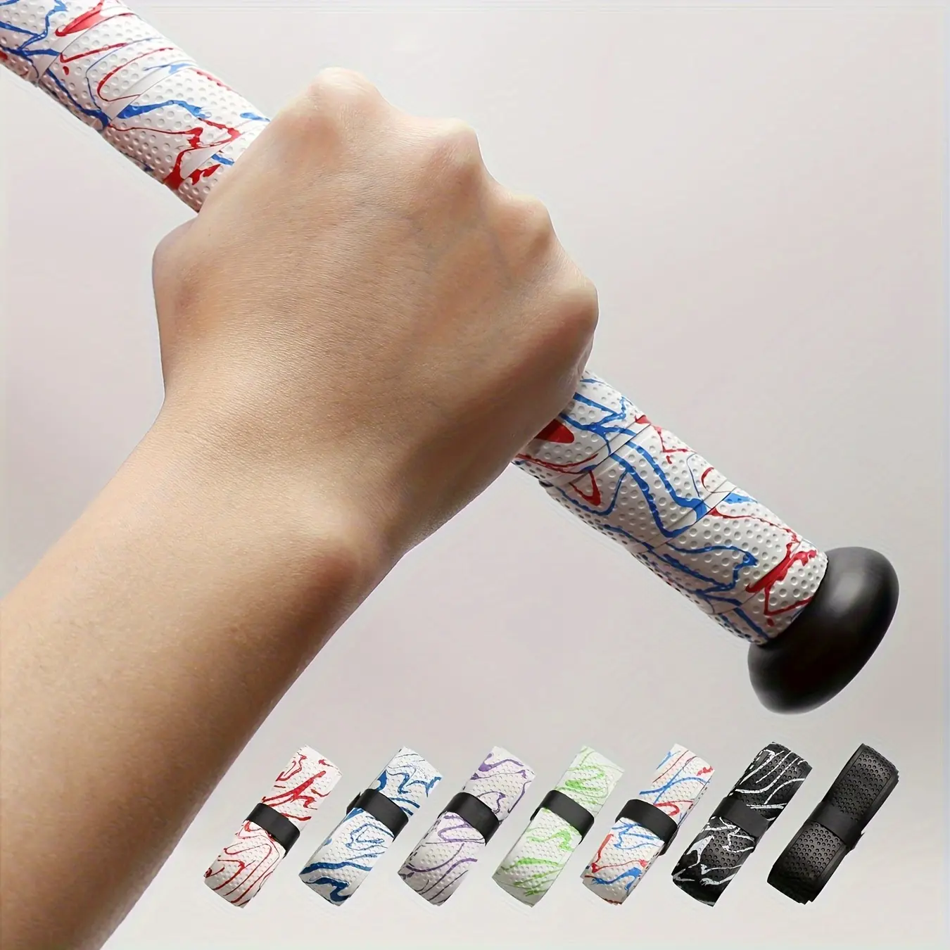 Perforated Synthetic Leather Grip Tape, Sweat-Absorbent Anti-Slip Overgrip Wrap for Baseball Bats, Golf Clubs & Fishing Rods, Baseball Bat, Pu Leather, Nonslip