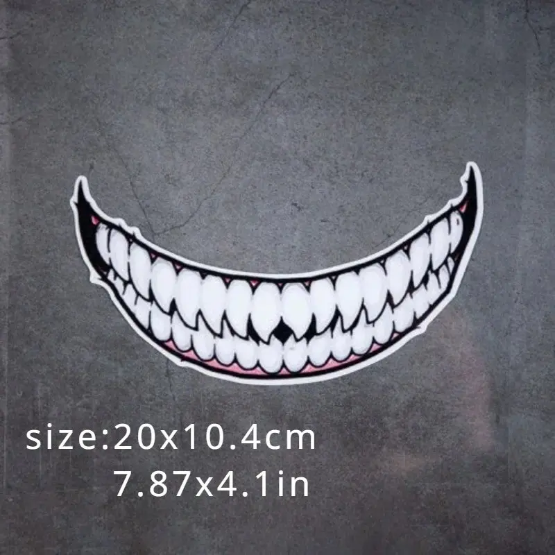 Demon Tooth Tongue Motorcycle Helmet Decal, Fun Window Sticker for Gas Tank, Creative Decoration for Motorbike Lovers, Versatile Use, Motorcycle Stickers