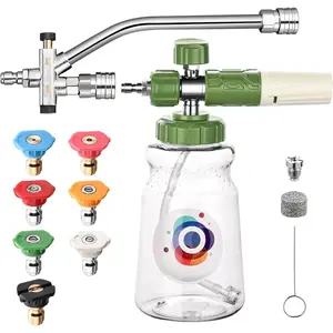 Dual Connector Accessory with  Washer  Cannon,   Washer Double Tip Attachment for  Blaster with with 5 Power Washer Sprayer Nozzles, 1/4" Quick Connect, 3600 PSI