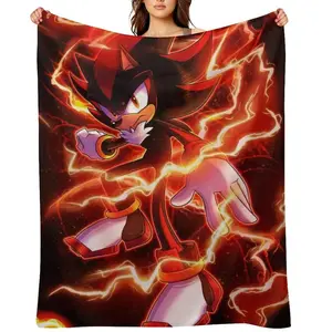 Sonic Dark Shadow Flannel Blanket Soft Cozy Warm Fleece Throw for Game Lovers Fans Christmas Birthday Gift Home Dorm Room Decor Sonic The Hedgehog Series Official Inspired