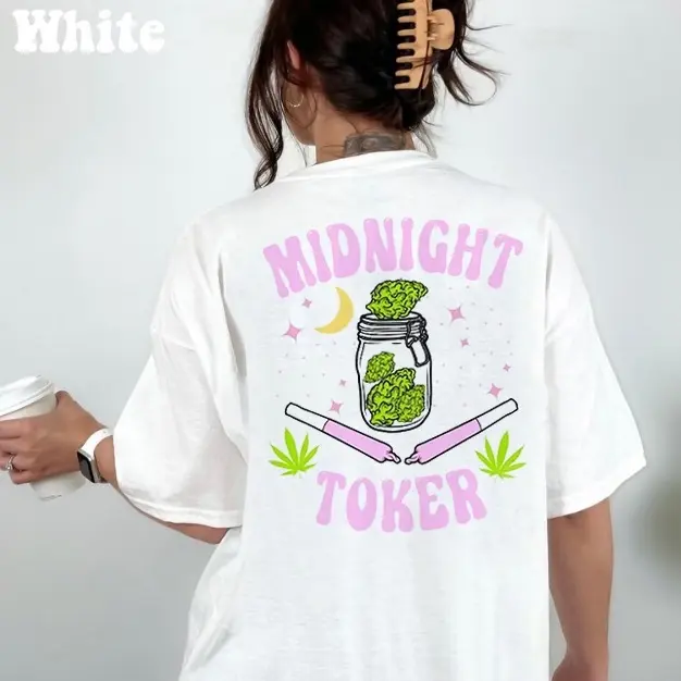 Gildan 5000 Limited Edition 420 Midnight Letter T-shirt Cotton Fabric Top Womenswear Tshirt Summer Comfort Classic Fit - Crewneck, Printed, Streetwear