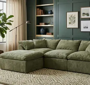 Cloud Modular Sectional Sofa L Shape Couch w/ Ottoman Deep Seat Chenille