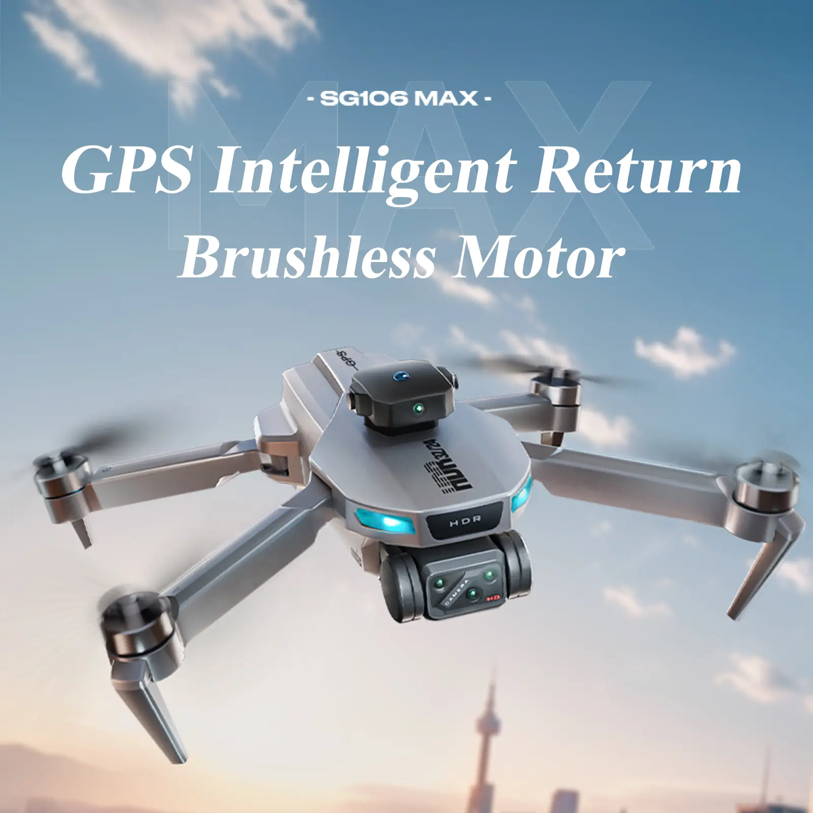 Foldable GPS Drone with 1080P Dual Cameras, Brushless RC Quadcopter with Optical Flow Hovering, Wifi Connection, 3.7V 2000mAh Rechargeable Battery, Lightweight Under 249g, Headless Mode, One Key Take Off/Landing, Gesture Photography, Birthday Party Gift