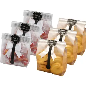 SAILING-GO 100 count./Pack Translucent Plastic Bags for Cookie,Cake,,Candy,Snack Wrapping Good for Bakery Party with Stickers