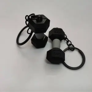 Dumbbell Barbell Keychain PVC Soft Rubber Fitness Equipment Pendant Cross-Border Sports Ornament