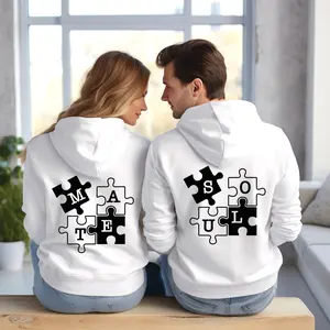 Soul Mate Matching Couple Sublimation Hoodie - Athletic Style, High-quality Polyester Material, All Seasons Casual Comfort  Clothing  Comfortable