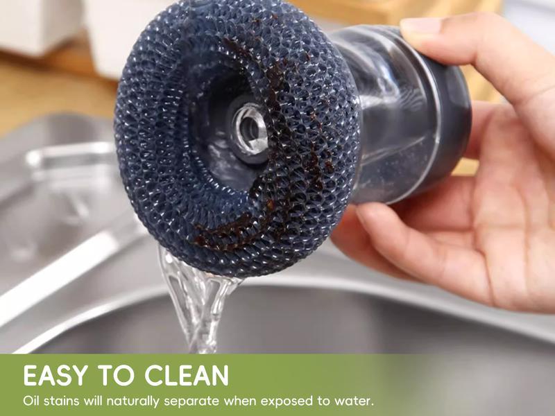 Kitchen Soap Dispensing Palm Brush Automatic Liquid Adding PET Ball Pot Brush Cleaner Push-type Brush Kitchen Detergent Tools