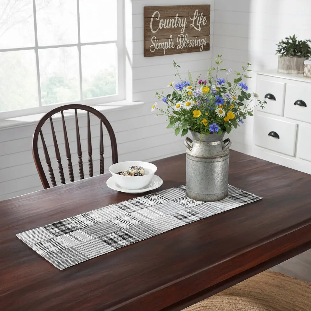 Farmstead Black Quilted Table Runners, Rustic Kitchen Linen for Decor with Easy Care & Elegant Household Textile Appeal, Elegance