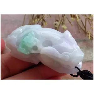 Certified Hand Carved Natural Green Myanmar Burma A Jade jadeite Dragon Pi Xiu Pendant Necklace