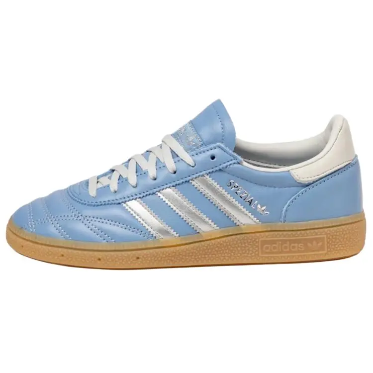 Kids' adidas Handball Spezial W Athletic Shoes - Suede Upper, Gum Sole, Everyday Wear, Ash Blue-Silver Metallic, Runs Large