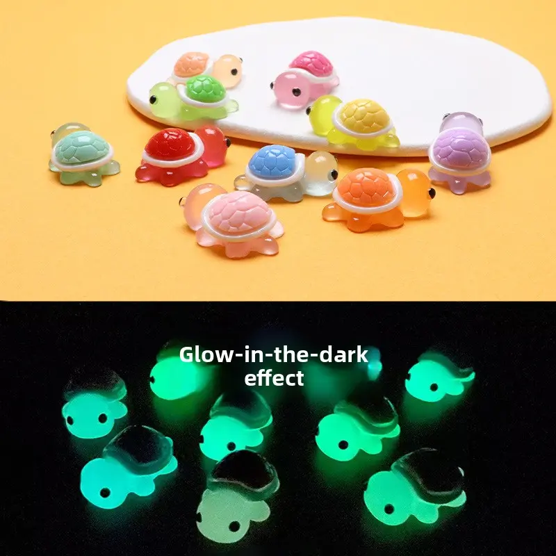 Glow in the Dark Mini Turtle Resin Charms (20-Pack Bulk Set)| Luminous Jelly Miniature Sea Turtles for DIY Crafts, Garden Decor, Slime Charm & Decoden Accessories| 20pcs Cute Luminous Turtles Variety Pack