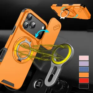 Magnetic Kickstand Case for iPhone 17 Pro Max 17 Air 16 15 14 13 12 with Slide Camera Lens Cover Compatible with Magsafe,Heavy Dity Shockproof Phone Cover