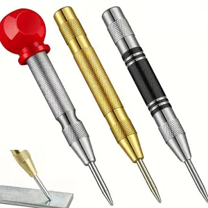 3pcs Automatic Center Punch Set Adjustable Spring Loaded Metal Punch Tool with Tungsten Steel Tip Precision Center Hole Punch for Metalworking Drilling Marking Durable Hand Tool Kit for DIY and Professional Use