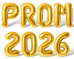 Letter & Number Balloons - PROM 2026 16" Inch Alphabet Letters Foil Mylar Balloon Promenade Party Banner