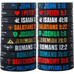 12 count Christian  Verses  Wristbands-Popular  Verses Faith Rubber Bracelets-Religious Gifts- Bracelets for Men Women