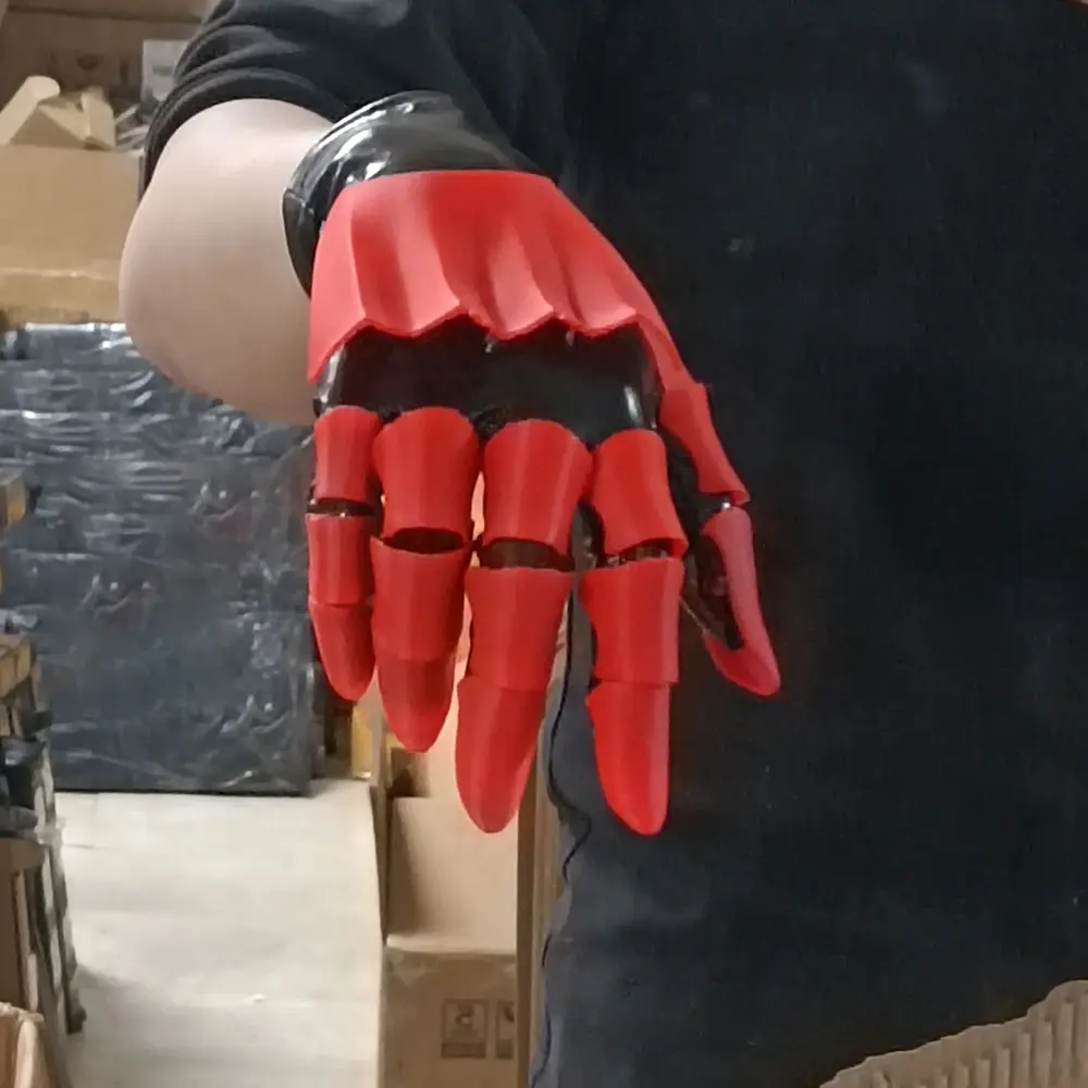 Handmade Skull Skeleton Knight Gloves, 3D Printed RED, Perfect for Ball Costume, Photography, Performance, Gift, Party Accessory