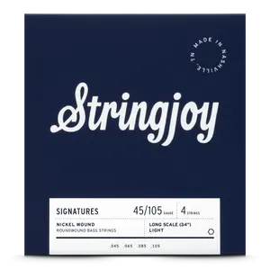 Stringjoy 45-105 Long Scale 4 String Light Gauge Signatures - Nickel Wound Bass Guitar Strings