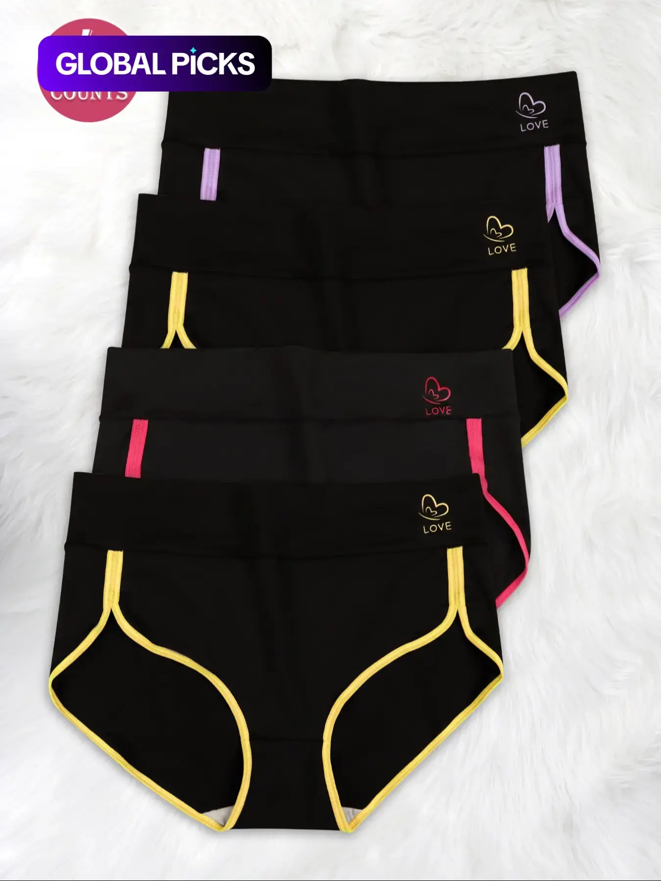 4-Pack Morelect Plus Size Women's Underwear, Mid-Waist Comfortable Contrast Binding, High-Quality Printed Skin-Friendly Triangle Pants, Matching Fitted Panties