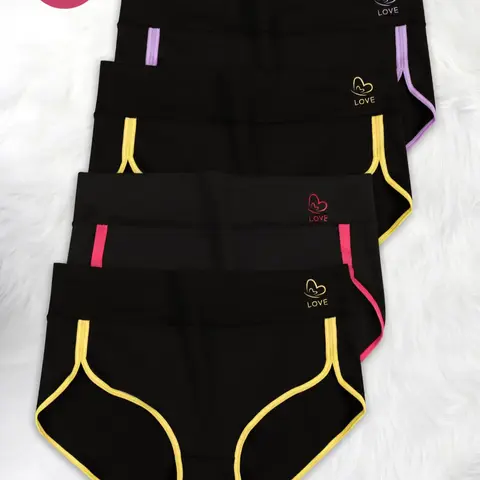 4-Pack Morelect Plus Size Women's Underwear, Mid-Waist Comfortable Contrast Binding, High-Quality Printed Skin-Friendly Triangle Pants, Matching Fitted Panties