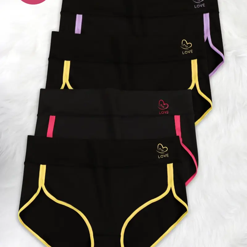 4-Pack Morelect Plus Size Women's Underwear, Mid-Waist Comfortable Contrast Binding, High-Quality Printed Skin-Friendly Triangle Pants, Matching Fitted Panties