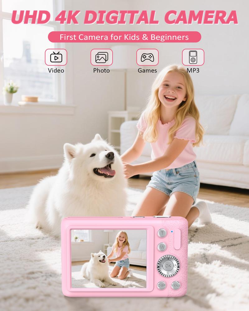 4K Digital Camera for Photography, Auto-Focus 64MP Vlogging Camera for Beginner with 2.4 inch 180° Flip Screen, 18X Digital Zoom Point and Shoot Camera with 32GB Micro SD Card, Perfect Gifts for Halloween and Thanksgiving
