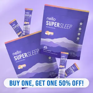 Nello Supersleep Nighttime Sleep Support Drink Mix 2-Pack, KSM-66 Ashwagandha, Maizinol, L-Glycine, Magnesium Glycinate, Melatonin-Free, 2 Pack of 20 Travel Packets