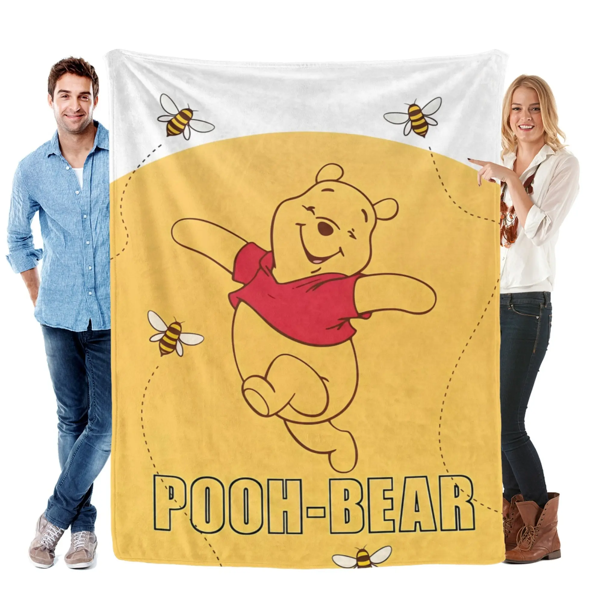 [SummerVibes] DISNEY CLASSIC Winnie the Pooh Blanket, Cute Bee & Bear Design, office nap blanket, soft and comfortable sofa decoration