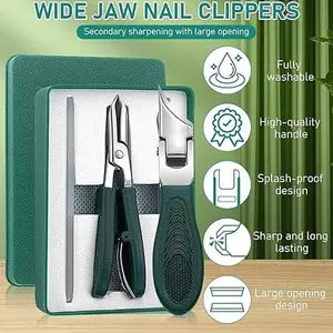 Eagle Beak Beveled Nails Clippers, 3-Piece Sets of Wide Jaw Opening Anti-Splash Slanted Nail Clipper, Oblique Ingrown Toenails Clipper, for Thick Nails and Ingrown Care.Ingrown Toenail Tool Kit	