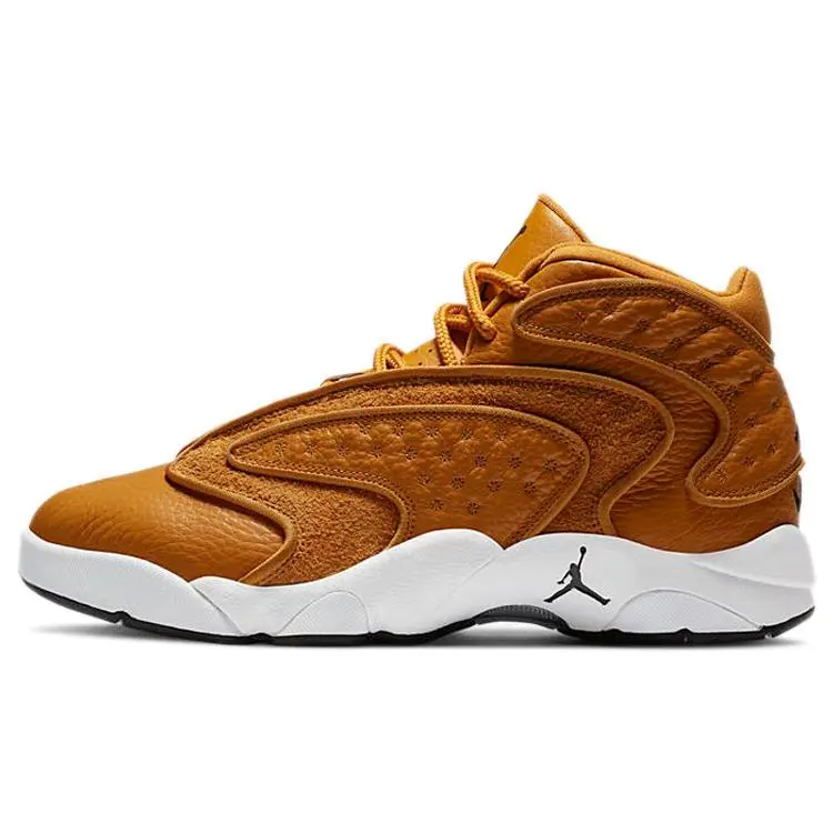 Jordan Jumpman OG Leather High-Top Retro Basketball Shoes for Women - Comfortable, Slip-Resistant, Durable, and Lightweight in Brown