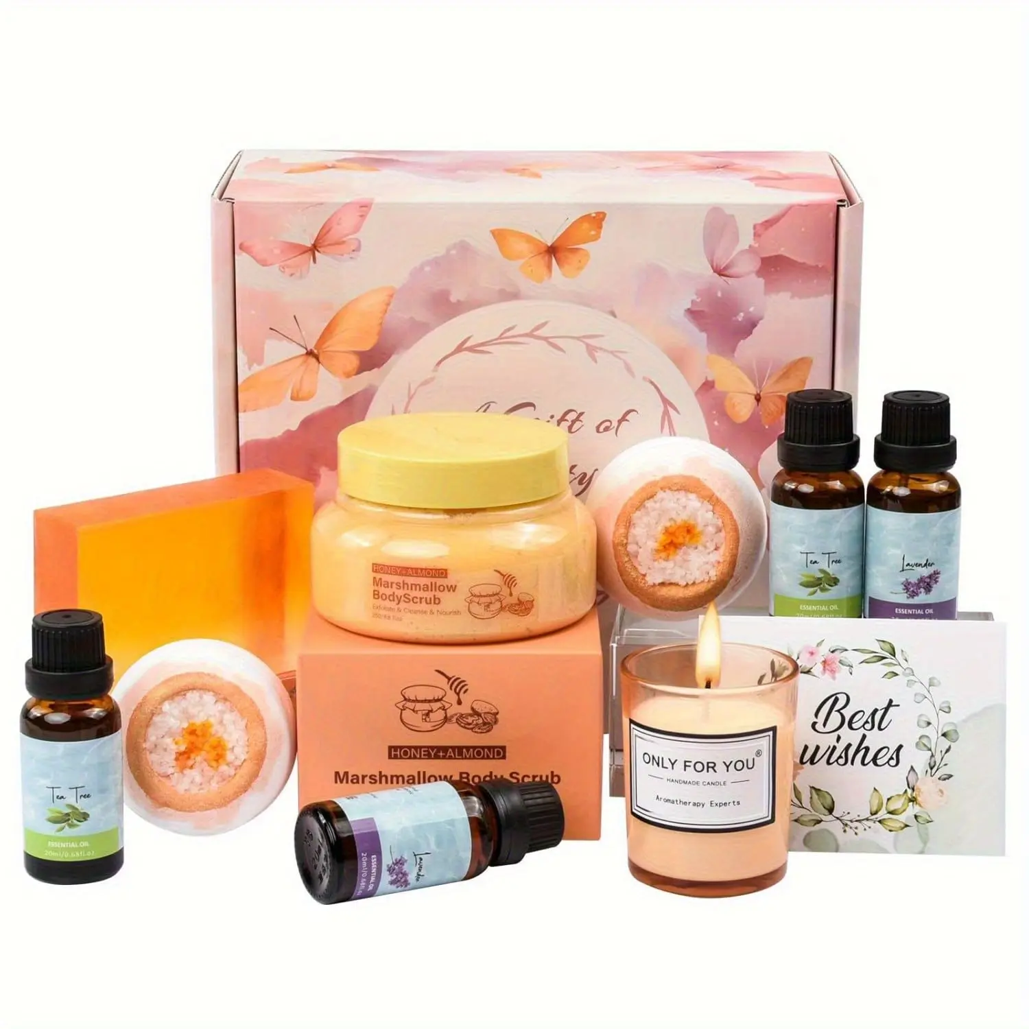 Orange Flower Gift Box Set for Lady's Birthday - Elegant Sensory Party Favors with Exquisite Packaging and Thoughtful Items - Perfect for Friends and Family