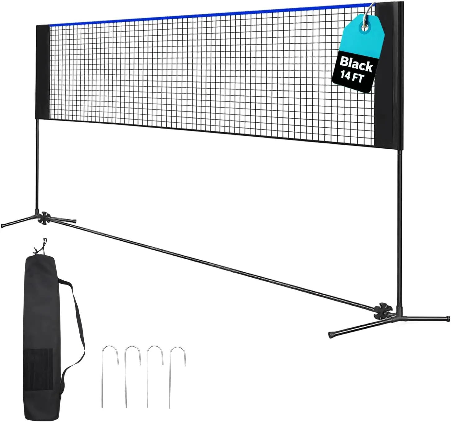 Sweetcrispy 10ft Foldable Portable Badminton Net Set - Outdoor Sport Badminton Equipment with Height-Adjustable Steel Frame, Carry Bag for Adults, Beach