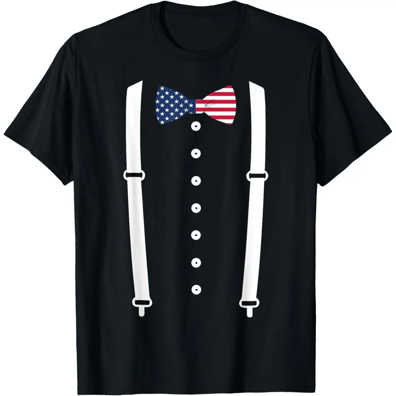 Cotton Short Sleeve Cummerbund Suspenders USA Flag Tuxedo Costume T-Shirt T-Shirt For Men Women