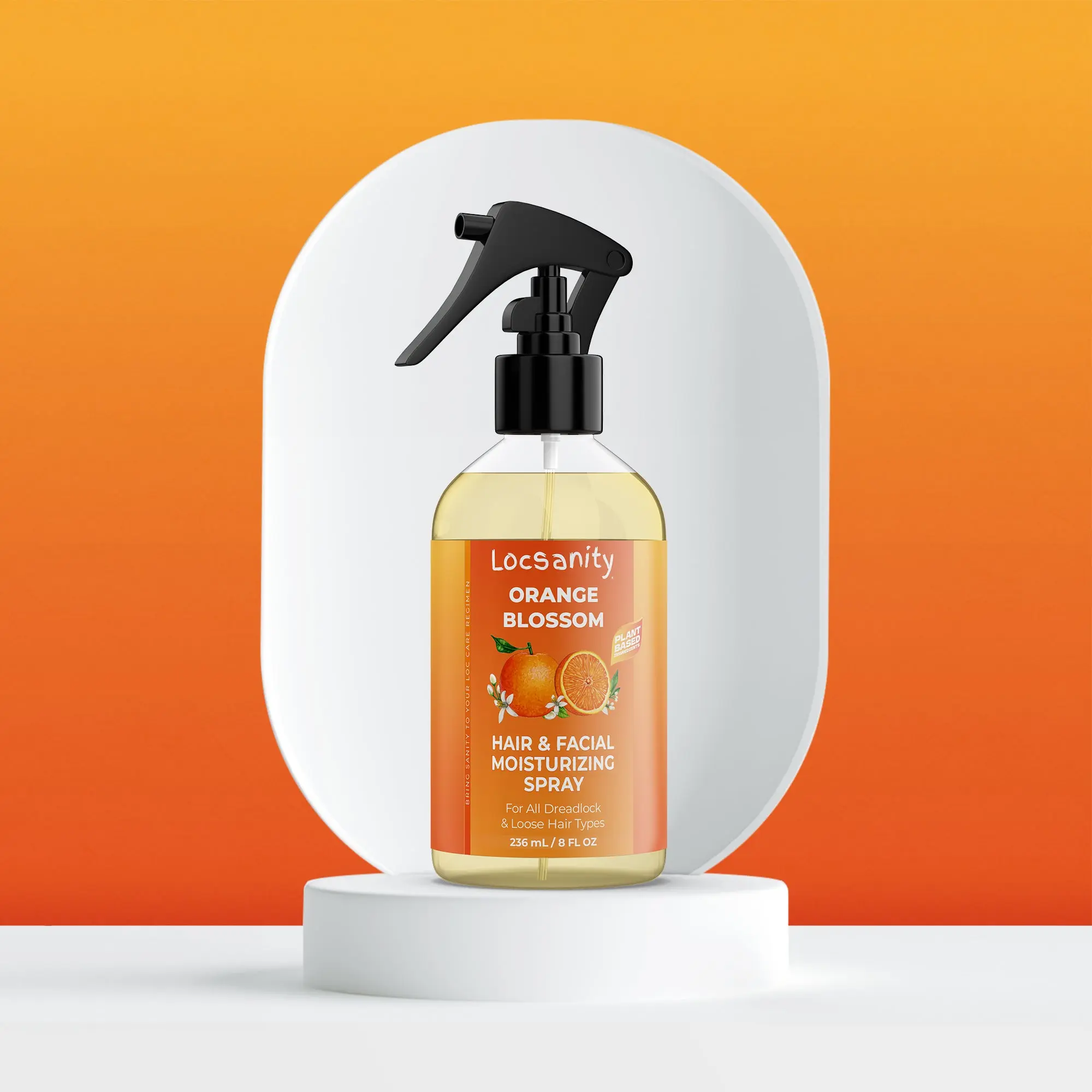 LOCSANITY Orange Blossom Hydrating Hair and Facial Mist - Refreshing Scent for Locs, Sisterlocks & Microlocks, 8oz, Hydrate, Moisturizer, Haircare, Beauty Products, Cleansing, Non Toxic, Bitter Orange Tree, Mild