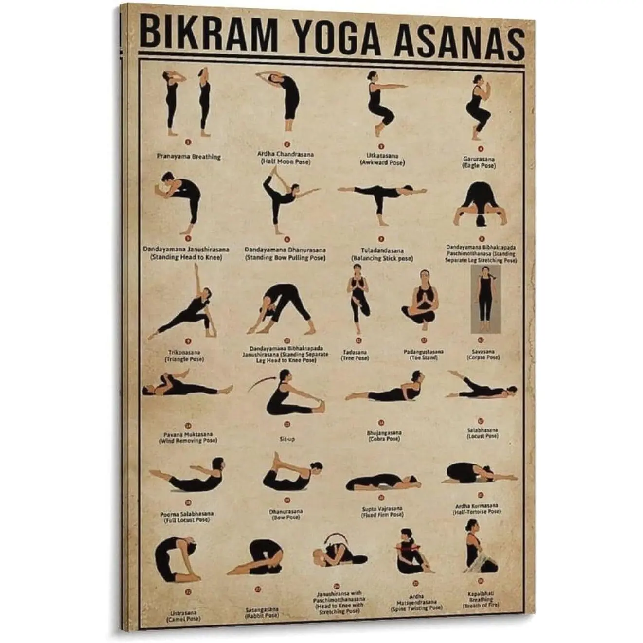 Wall DecorDecoration Room Bikram Yoga Asanas Vintage Yoga Poster Yoga Knowledge Poster Colorful Gifts Photo Ornaments Artistic Print