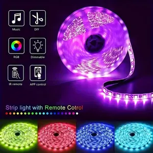 (5 meters) (10 meters) (20 meters) Intelligent Bluetooth LED Light Strip Kit - Flexible multi-color lighting with USB controller, suitable for TV backlighting, bedrooms, and Diwali celebrations.