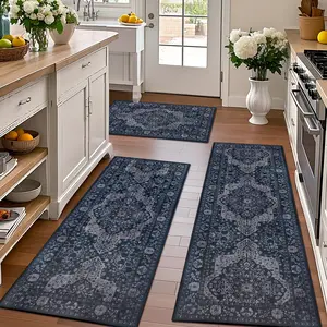Geanup Kitchen Rug Sets of 3, Boho Washable Non Slip Kitchen Mats for Floor Soft Runner Throw Rugs for Hallway Bathroom Laundry Front of Sink