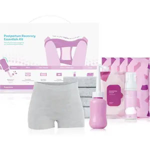 11pc Postpartum Essentials Kit Gift Set, Hospital Bag Must Haves for New Mom, Includes 4 Disposable Postpartum Underwear, 4 Ice Maxi Pads, Perineal Healing Foam & 24 Pad Liners & Peri Bottle