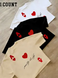 Men's Y2K Graphic Oversized T-Shirt | Lightweight Breathable Polyester, "Ace of Hearts Pretty Lucky" Poker Print, Trendy Streetwear, Quick-Dry Athletic Fabric, Ideal for Summer, Daily Wear, Urban Outings & Casual Street Style