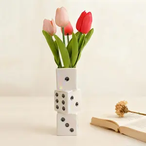 Unique Resin Dice Vase, Modern Decorative Flower Vase, Ideal home Gift tiktokshopspringglowup
