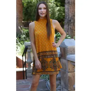 Angie Boho Short Shift Dress - Gold