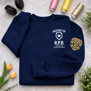 Property Of R.P.D Embroidered Sweatshirt, Resident Evil Crewneck, Raccoon City Police Department Shirt, Gamer Gift