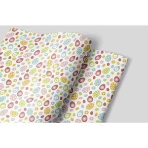 Easter Eggs on White Wrapping Paper Sheets - 3 Pack
